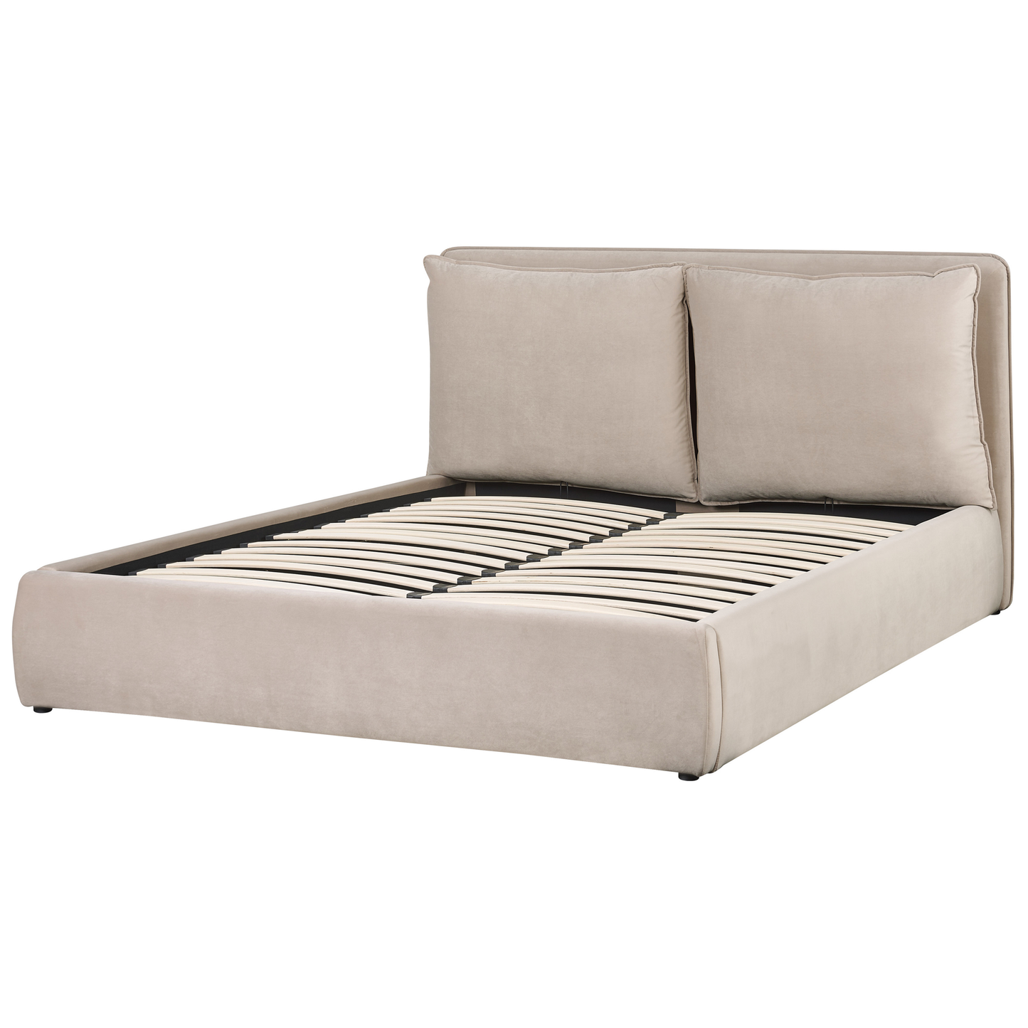 Bett mit Stauraum Samtstoff BAJONNA 160 x 200 cm Beige