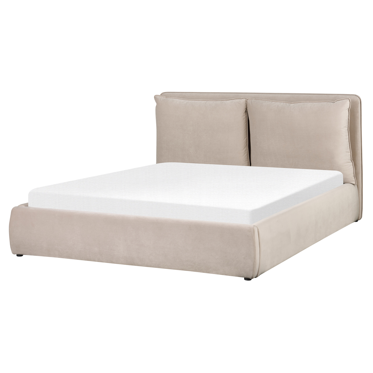 Bett mit Stauraum Samtstoff BAJONNA 160 x 200 cm Beige