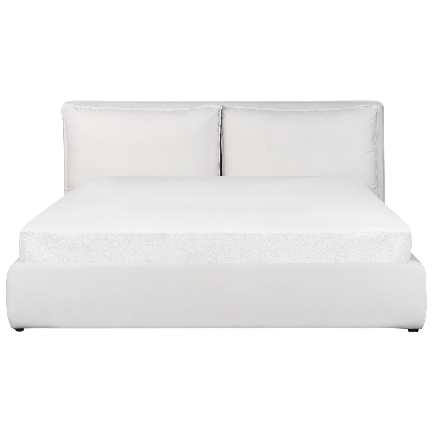 Bett mit Stauraum Samtstoff BAJONNA 180 x 200 cm Weiss
