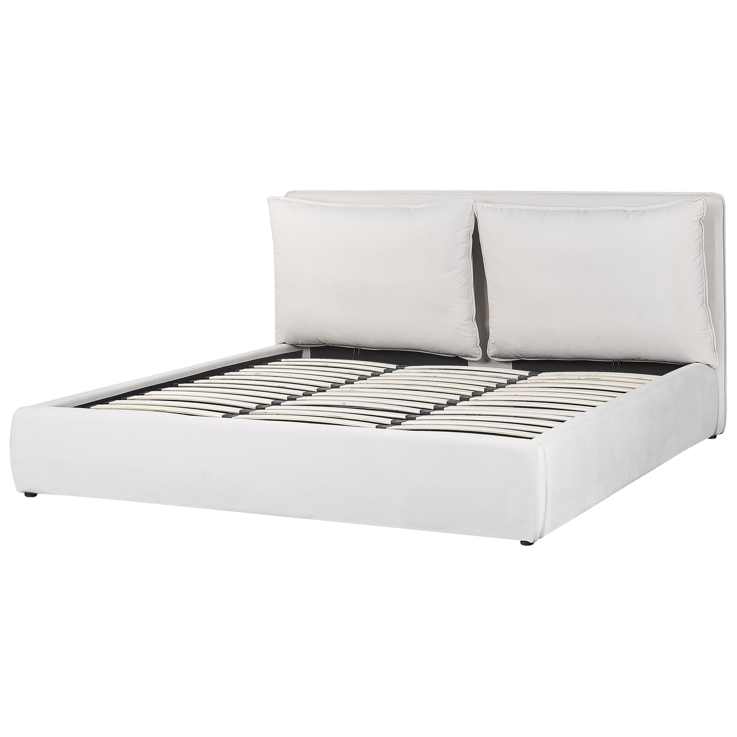 Bett mit Stauraum Samtstoff BAJONNA 180 x 200 cm Weiss