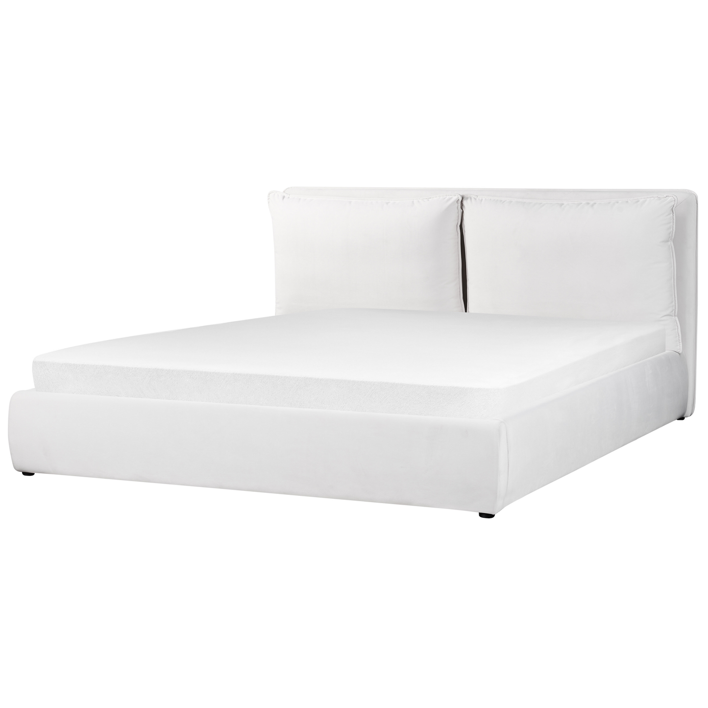 Bett mit Stauraum Samtstoff BAJONNA 180 x 200 cm Weiss