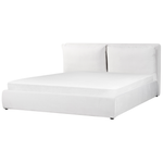 Bett mit Stauraum Samtstoff BAJONNA 180 x 200 cm Weiss