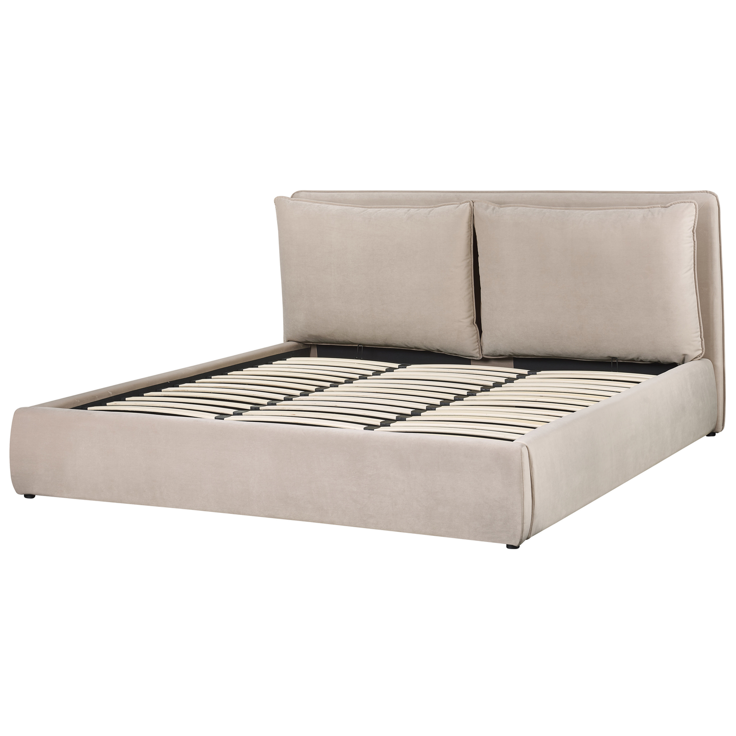 Bett mit Stauraum Samtstoff BAJONNA 180 x 200 cm Beige