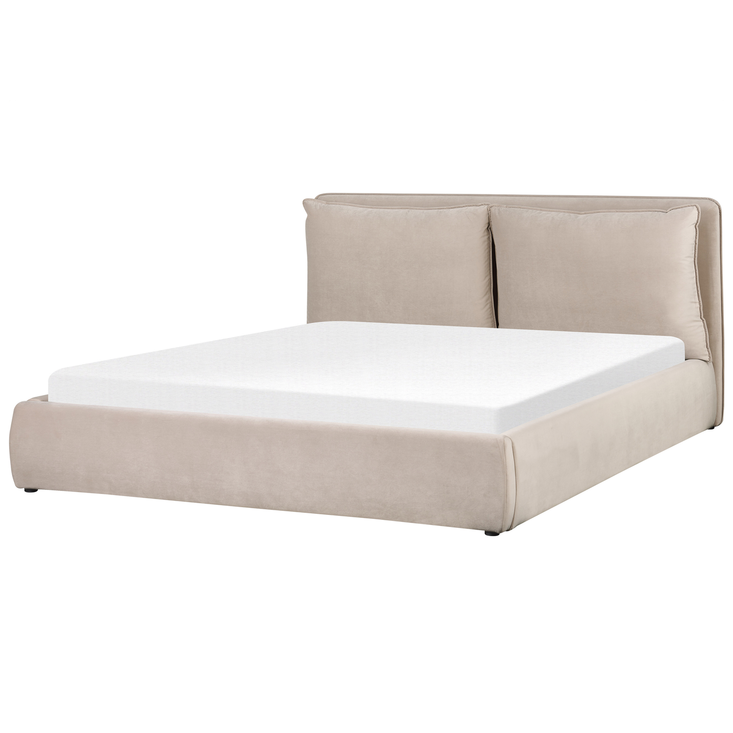 Bett mit Stauraum Samtstoff BAJONNA 180 x 200 cm Beige