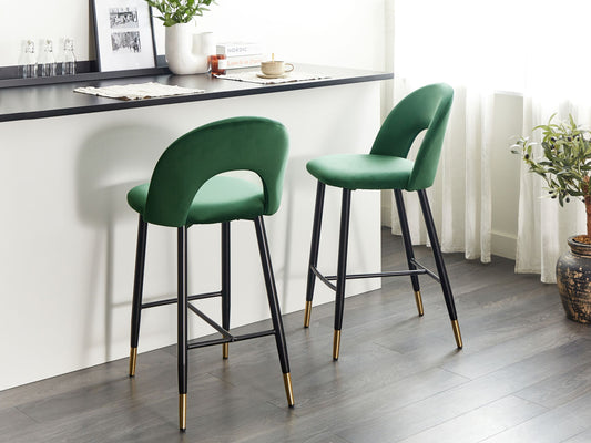 Set mit 2 Barstühlen FALTON Samtstoff Smaragdgrün