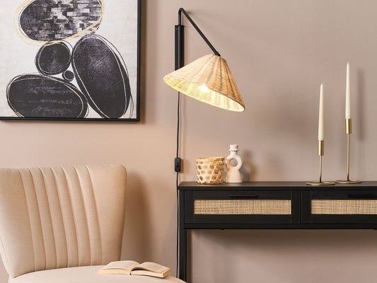 Wandlampe PALENA verstellbar Rattan Naturfarben