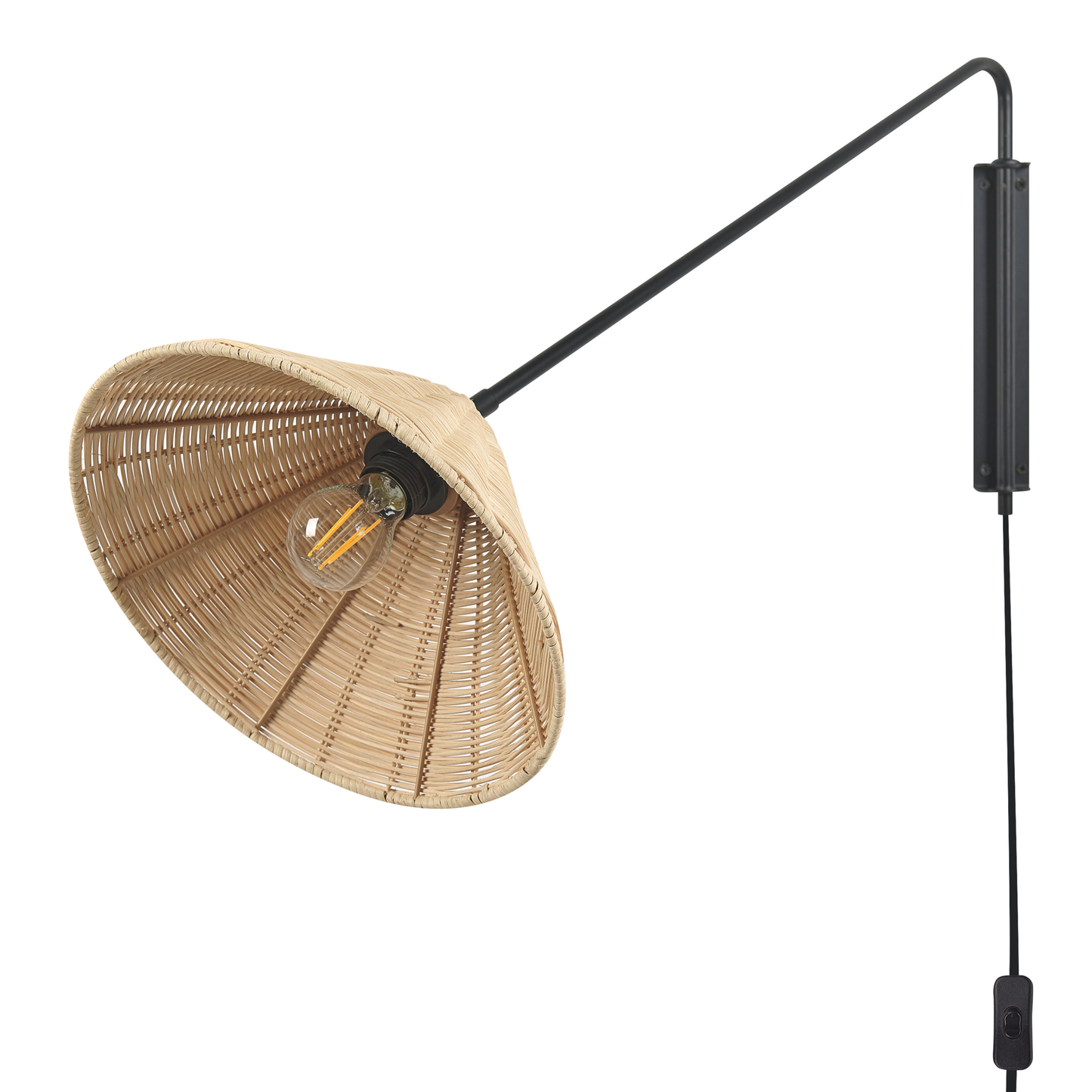 Wandlampe PALENA verstellbar Rattan Naturfarben