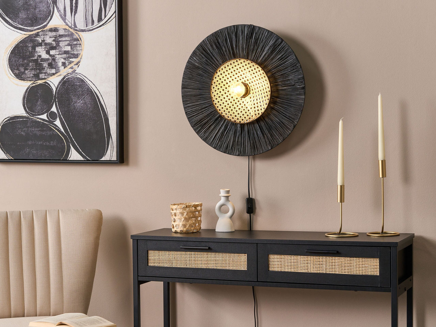 Wandlampe YAAPI Papier Schwarz