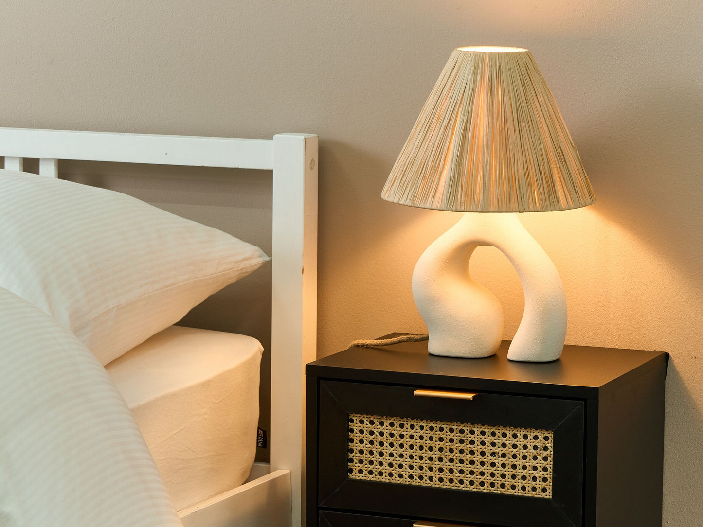 Tischleuchte BARBAS Keramik Naturfarben