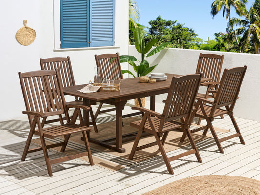 Ausziehbarer Gartentisch AMANTEA 160/220 cm 90 cm Akazienholz Dunkelbraun