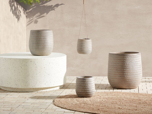 Blumenkübel LIVADIA Stein 20 cm Taupe