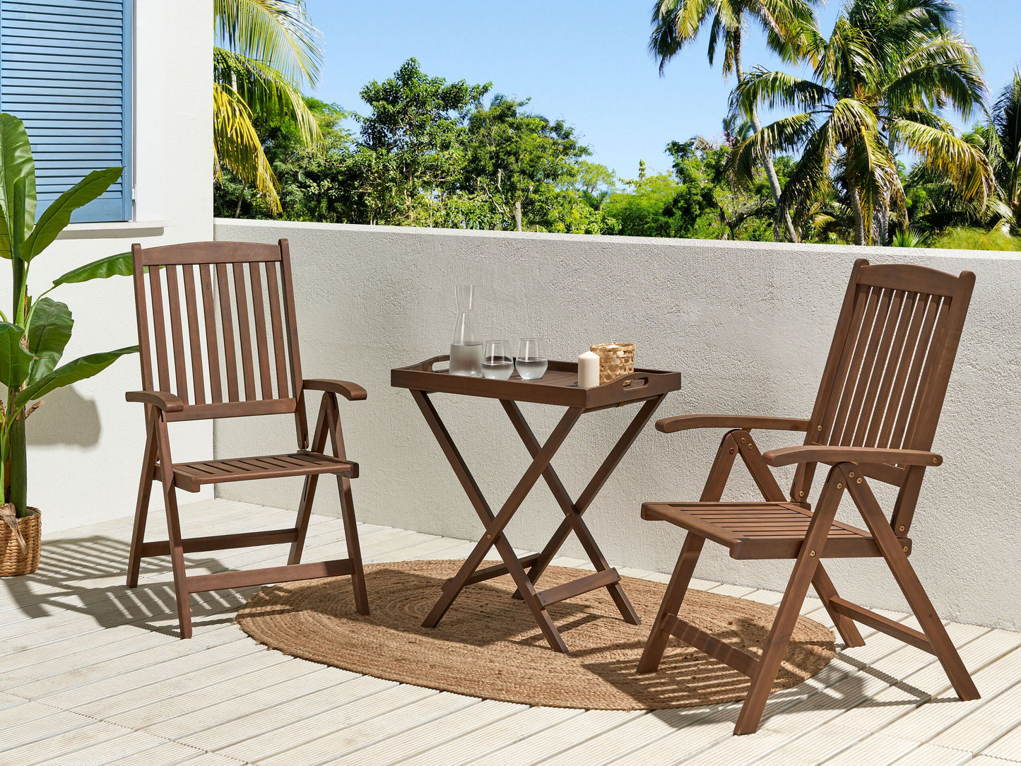 Bistro Set klappbar AMANTEA Holz Dunkelbraun