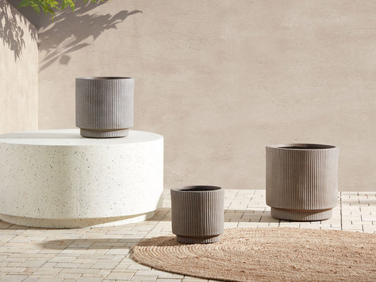 Blumentopf taupe rund 24 x 24 x 24 cm DARIA