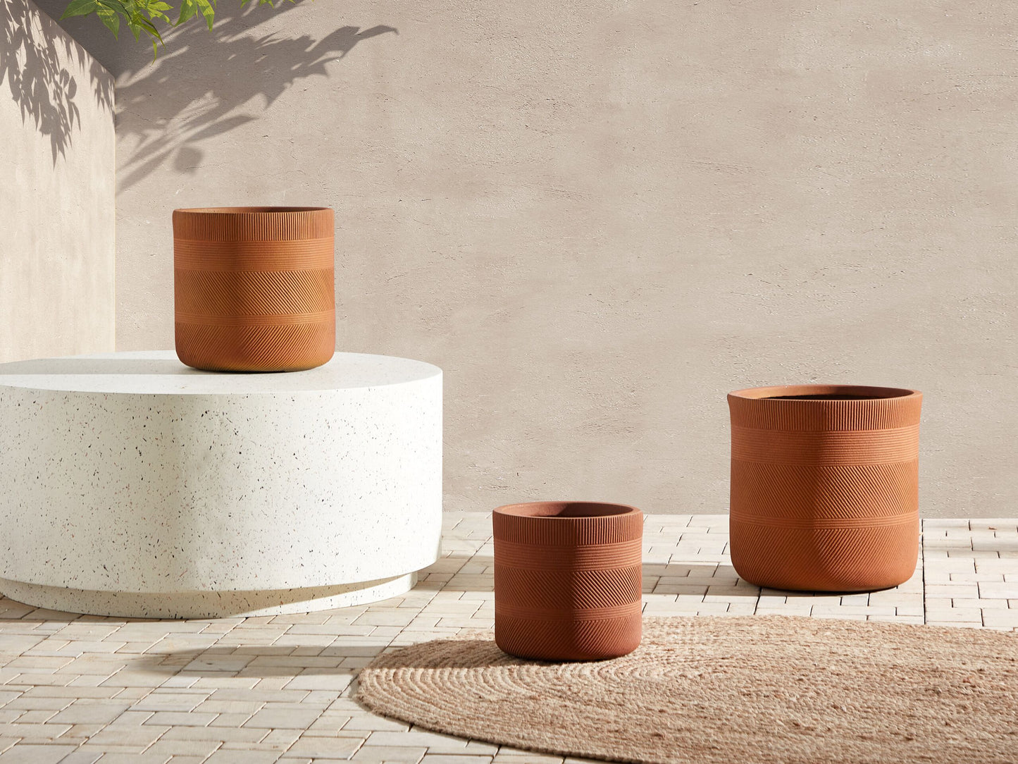 Blumenkübel VOULA Stein 36 cm Goldbraun