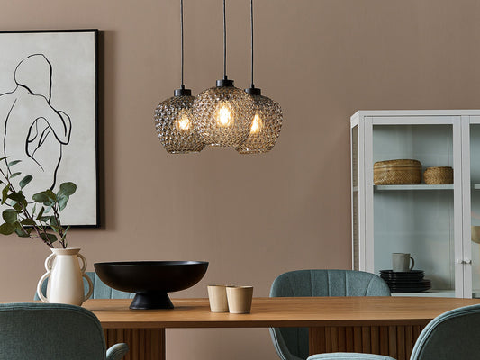 Hängelampe Rauchglas grau 3-flammig Kegelform SHERRY