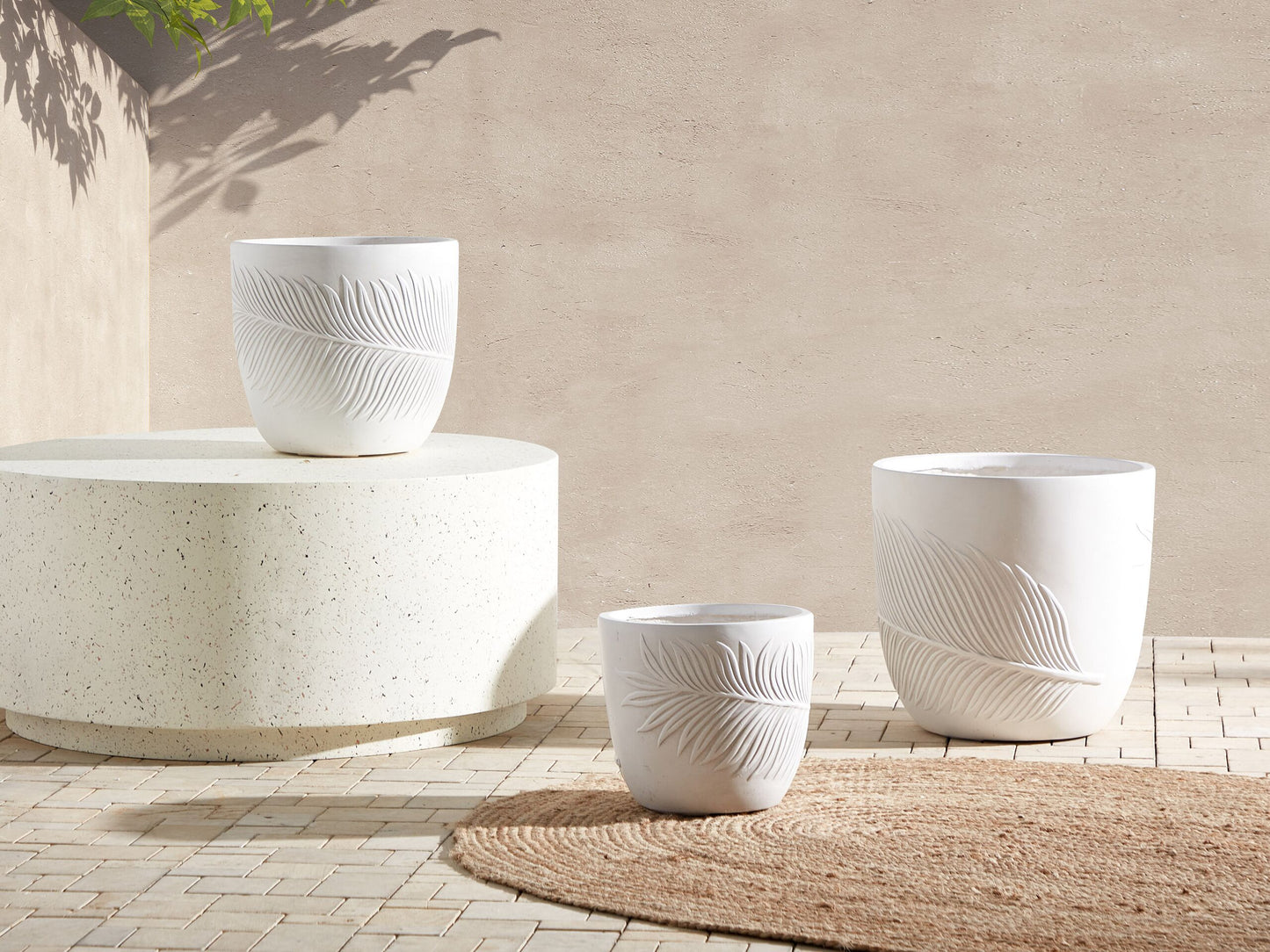 Blumenkübel FTERO Keramik 42 cm Cremeweiss