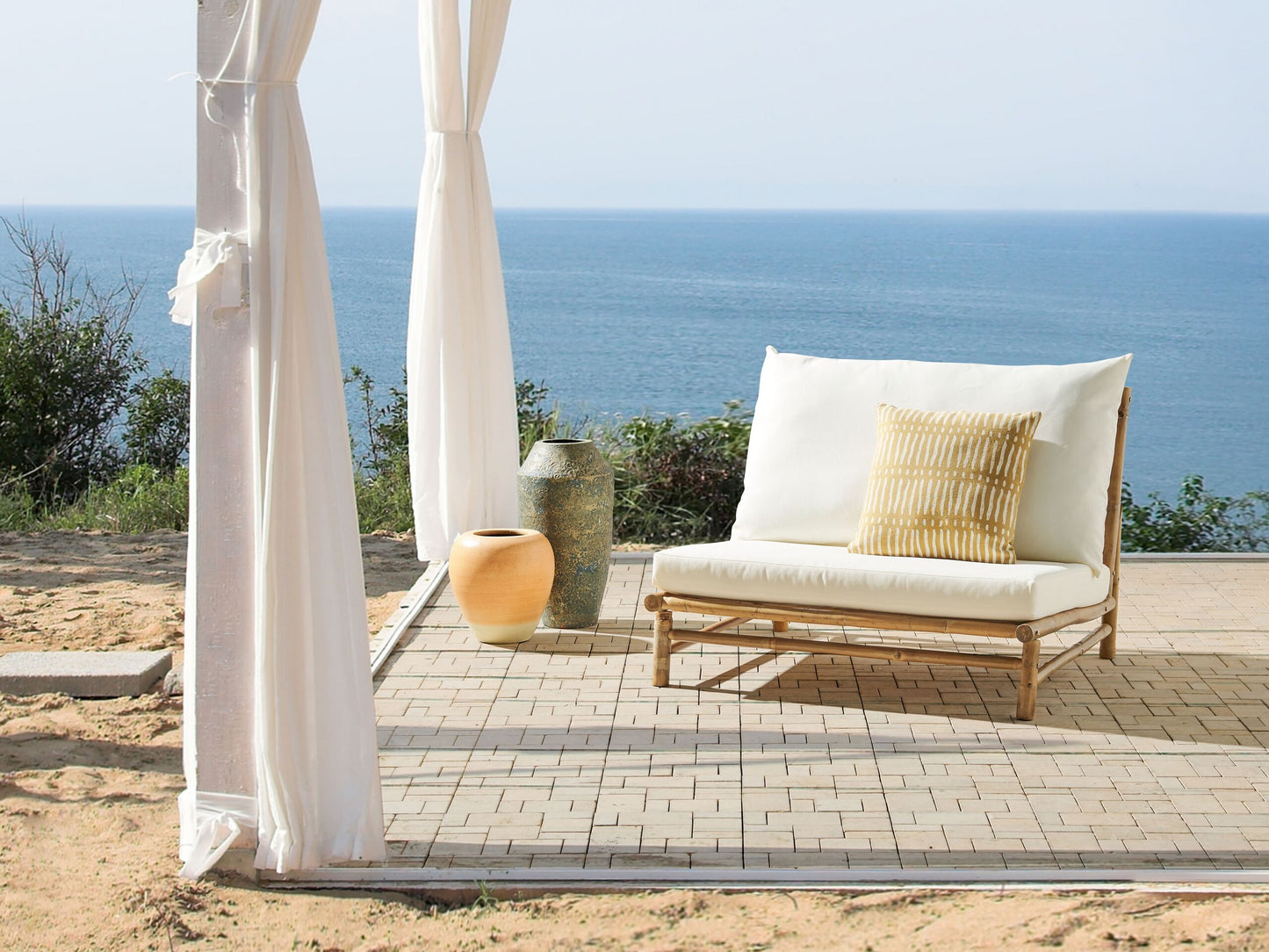 Gartenstuhl TODI Bambusholz Cremeweiss