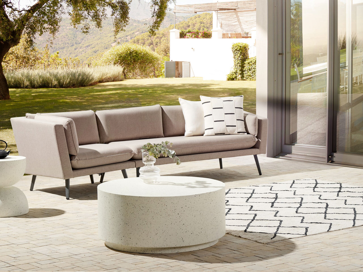 Gartensofa 3-Sitzer LORETELLO linksseitig Beige