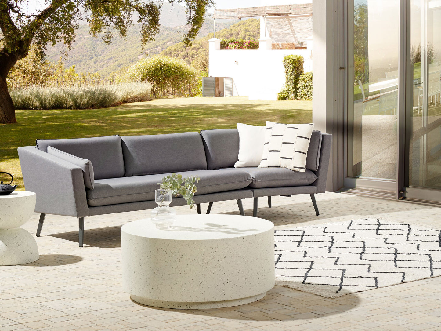 Gartensofa 3-Sitzer LORETELLO rechtsseitig Grau