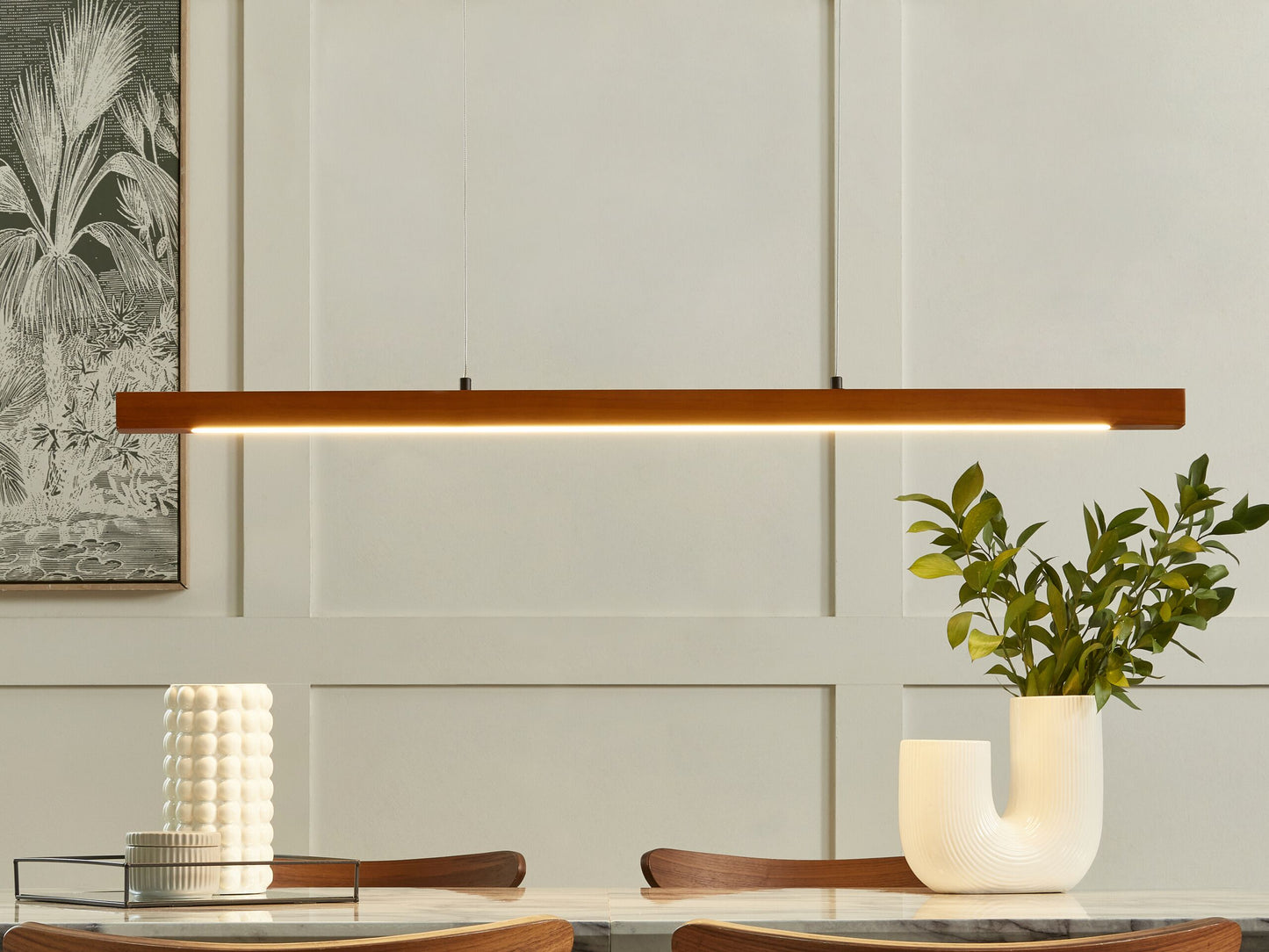 LED Hängelampe STEWARTS mit Dimmer Holz Dunkelbraun