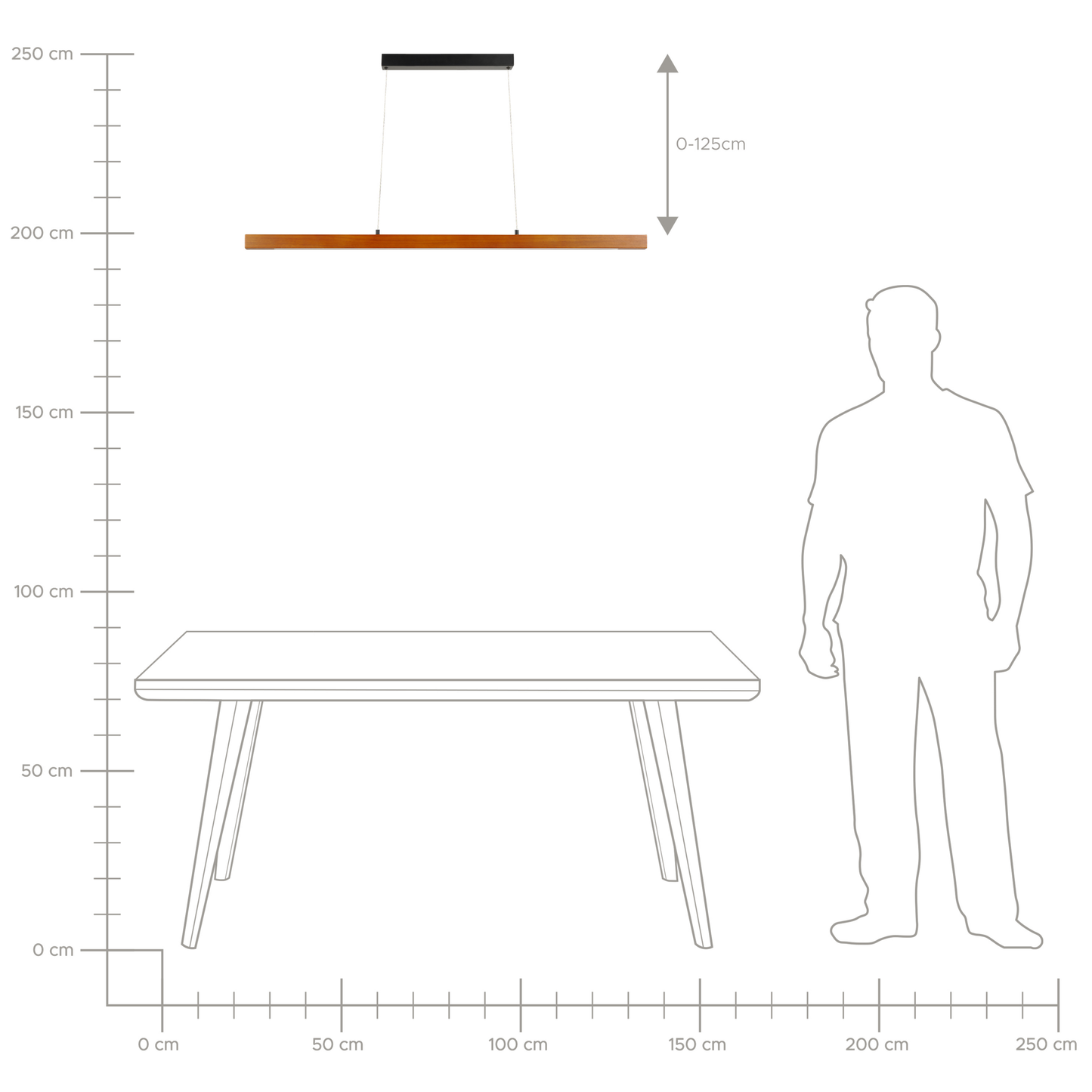 LED Hängelampe STEWARTS mit Dimmer Holz Dunkelbraun
