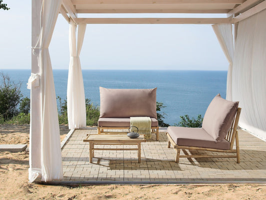 Lounge Set mit Tisch 2-Sitzer TODI Bambusholz Taupe