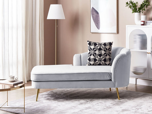 Chaiselongue Samtstoff hellgrau rechtsseitig ALLIER