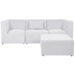 3-Sitzer Sofa Cord cremeweiss mit Ottomane LEMVIG