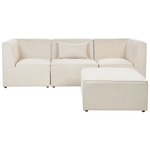 3-Sitzer Sofa Cord hellbeige mit Ottomane LEMVIG