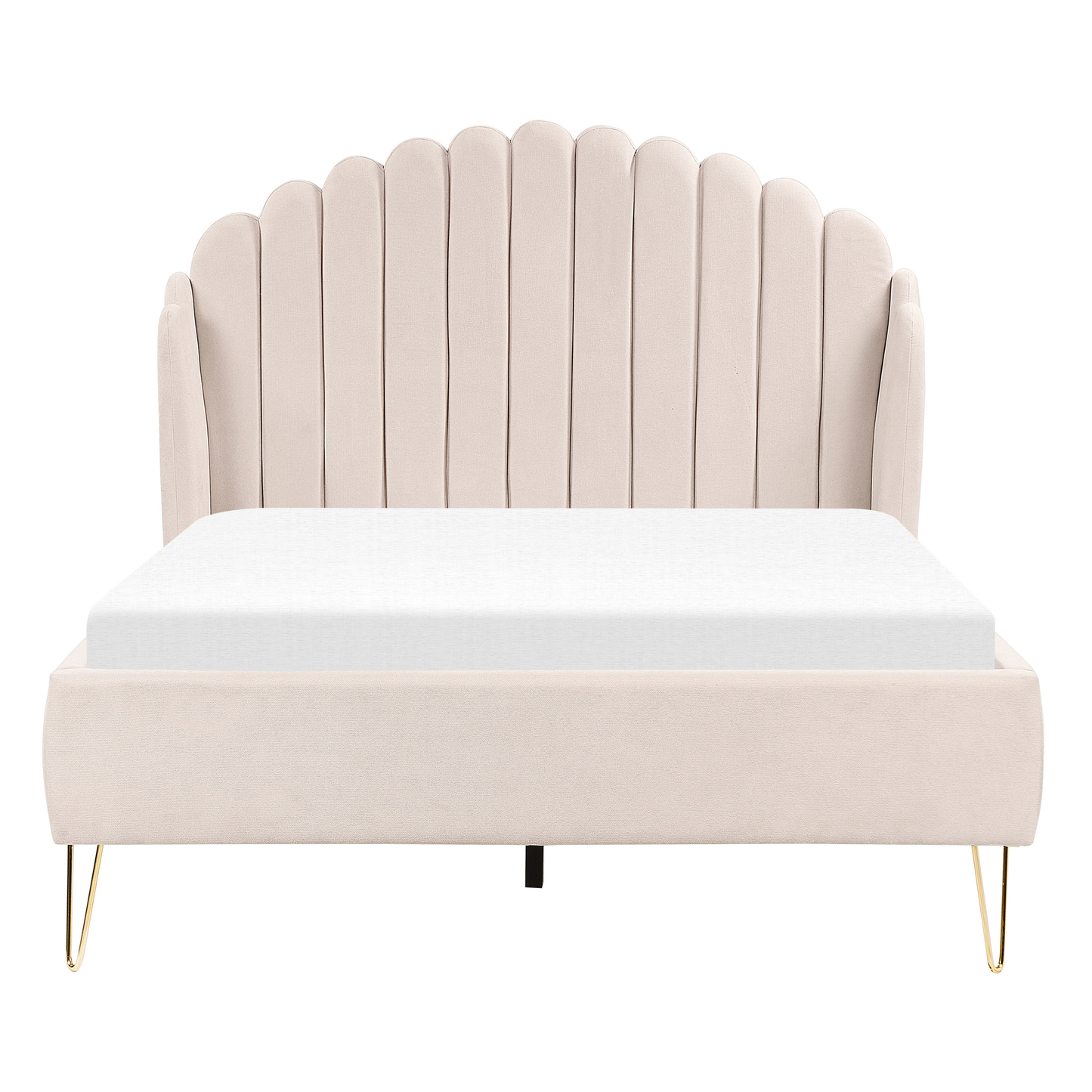 Bett mit Lattenrost Stoff AMBILLOU 140 x 200 cm Hellbeige