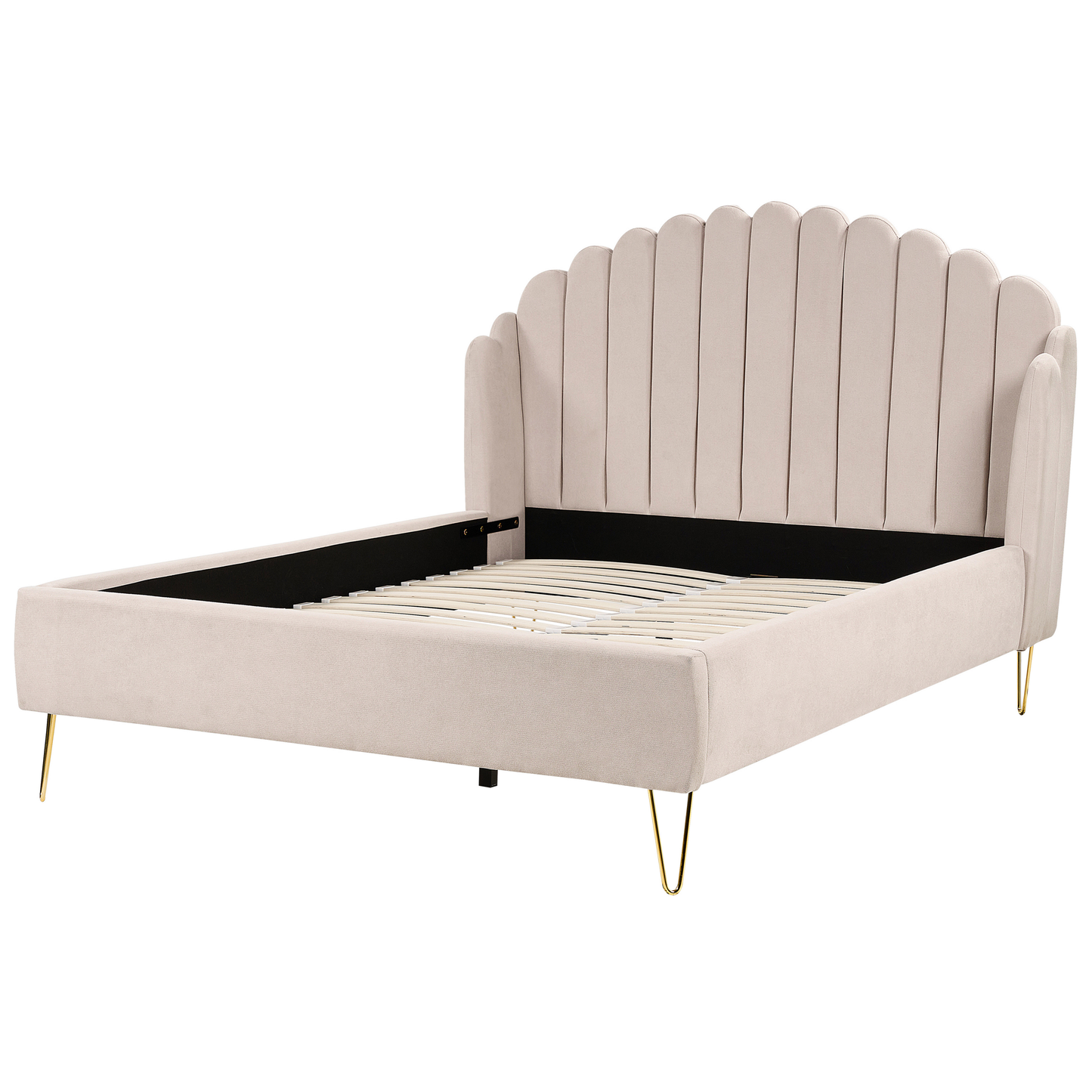 Bett mit Lattenrost Stoff AMBILLOU 140 x 200 cm Hellbeige