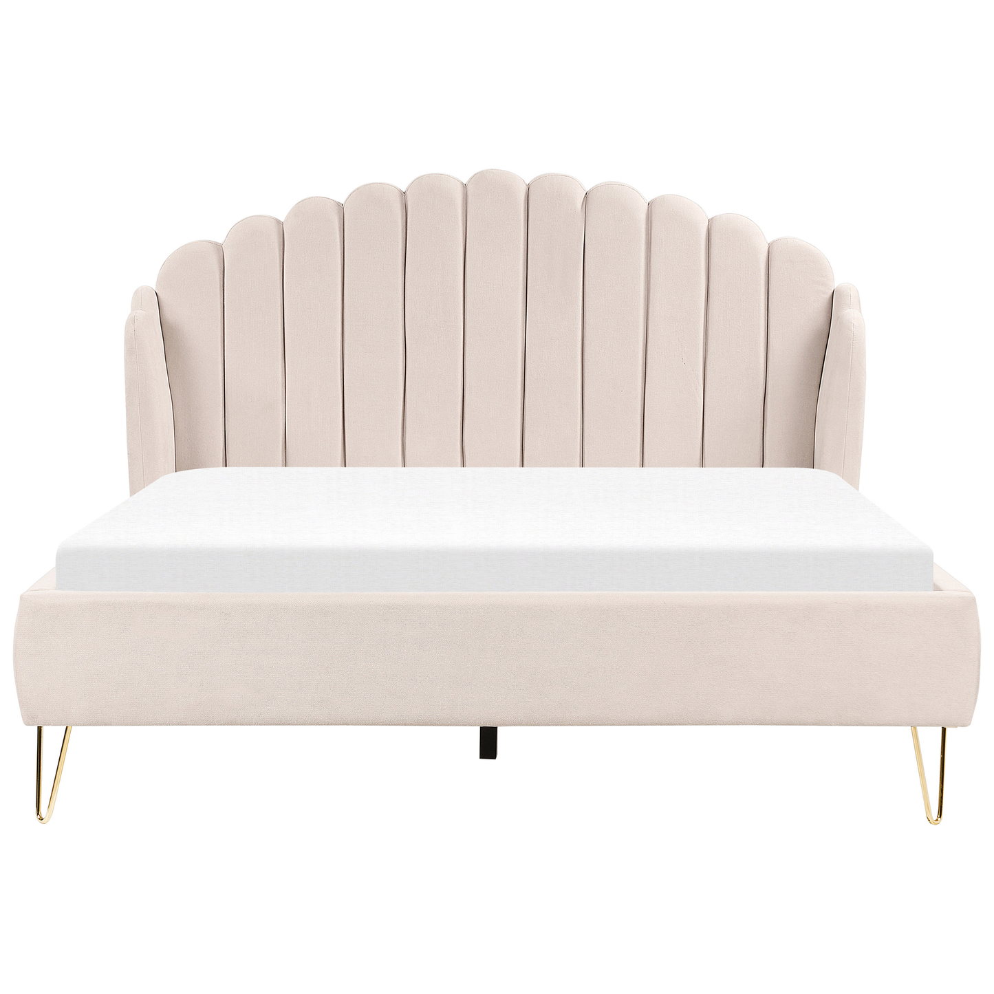 Bett mit Lattenrost Stoff AMBILLOU 160 x 200 cm Hellbeige