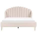 Bett mit Lattenrost Stoff AMBILLOU 160 x 200 cm Hellbeige