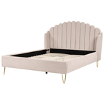 Bett mit Lattenrost Stoff AMBILLOU 160 x 200 cm Hellbeige