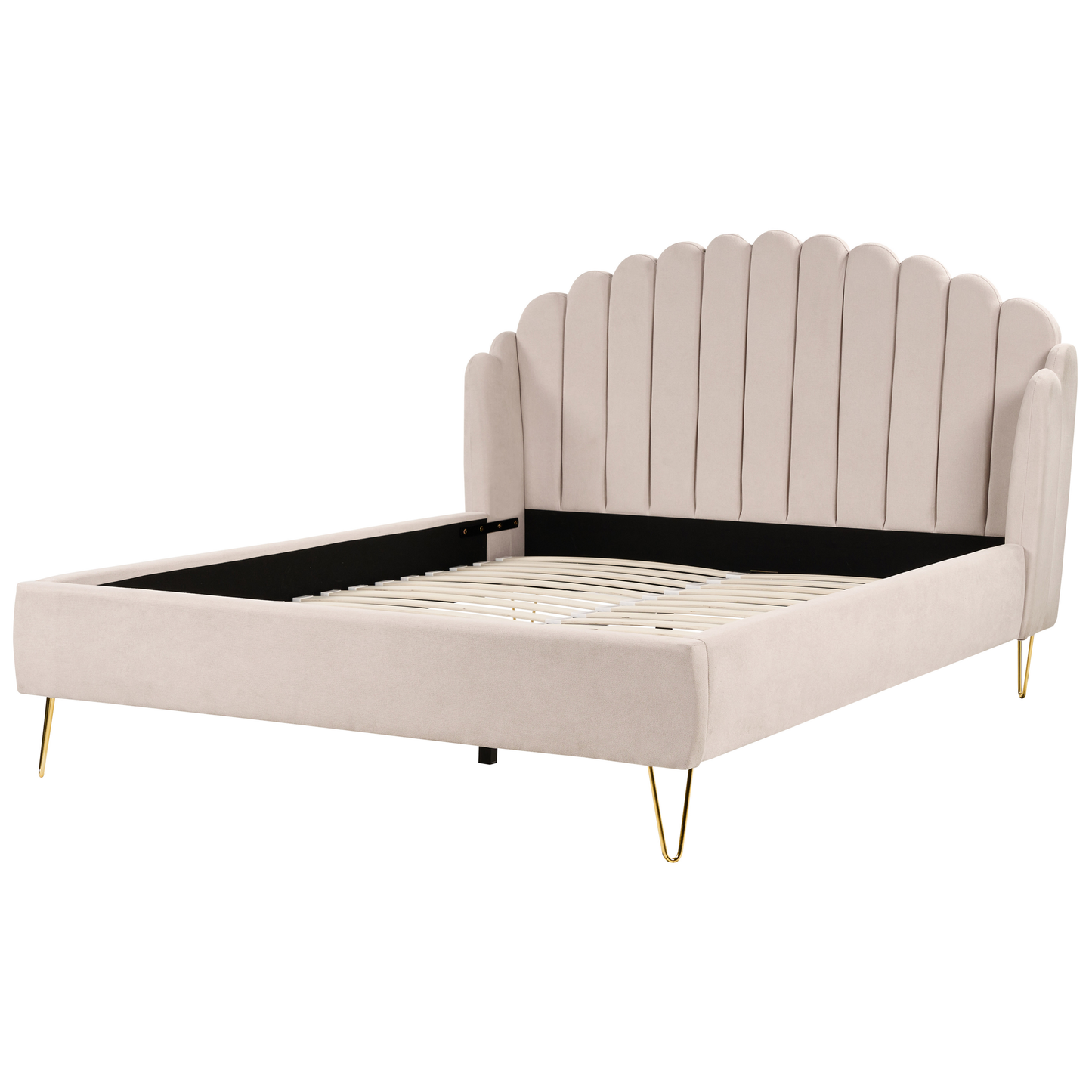 Bett mit Lattenrost Stoff AMBILLOU 180 x 200 cm Hellbeige