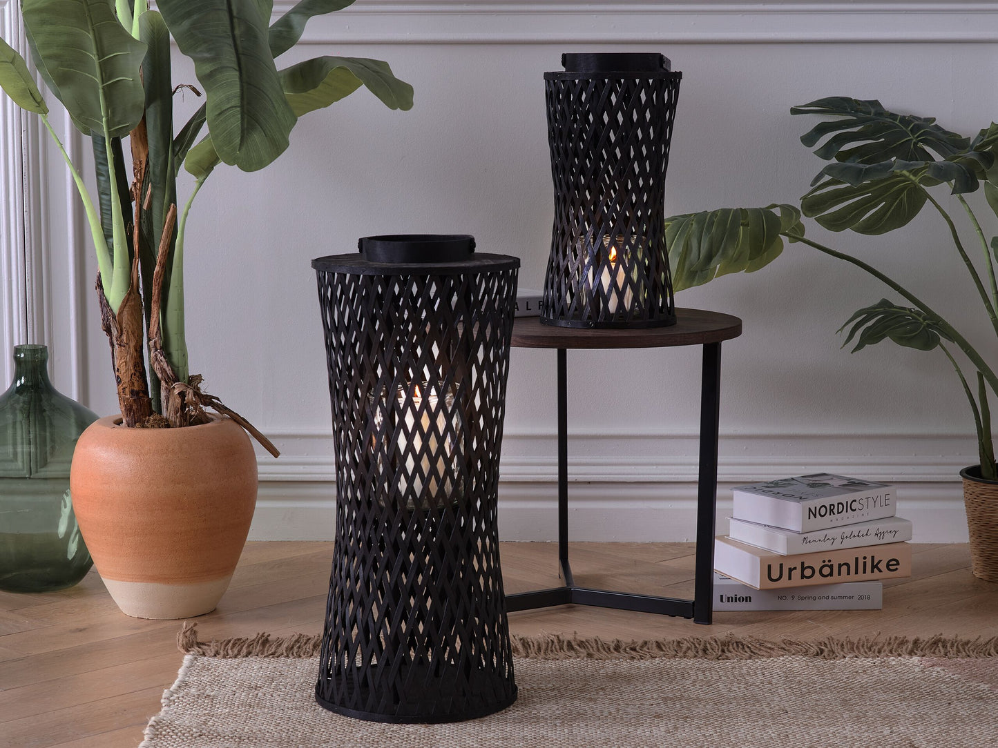 Laterne MACTAN Holz 58 cm Schwarz