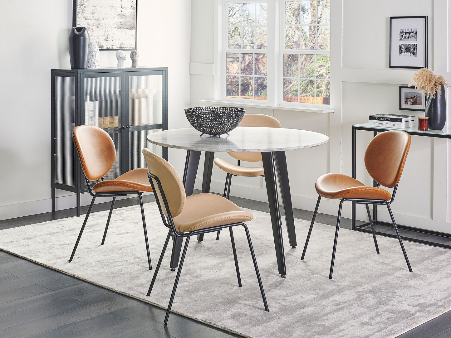 Esszimmerstuhl 2er Set LUANA Kunstleder Sandbeige