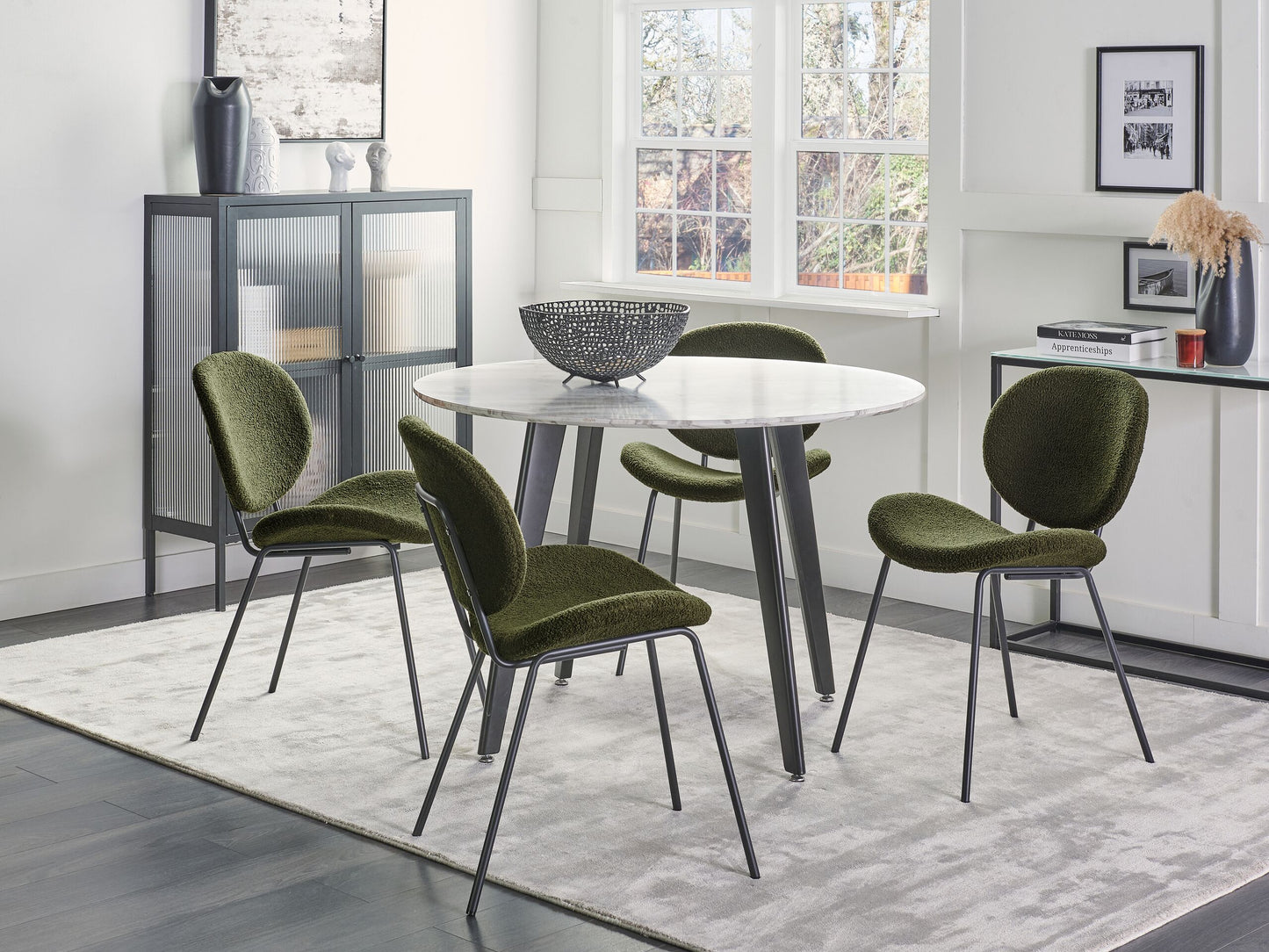 Esszimmerstuhl 2er Set LUANA Bouclé Dunkelgrün