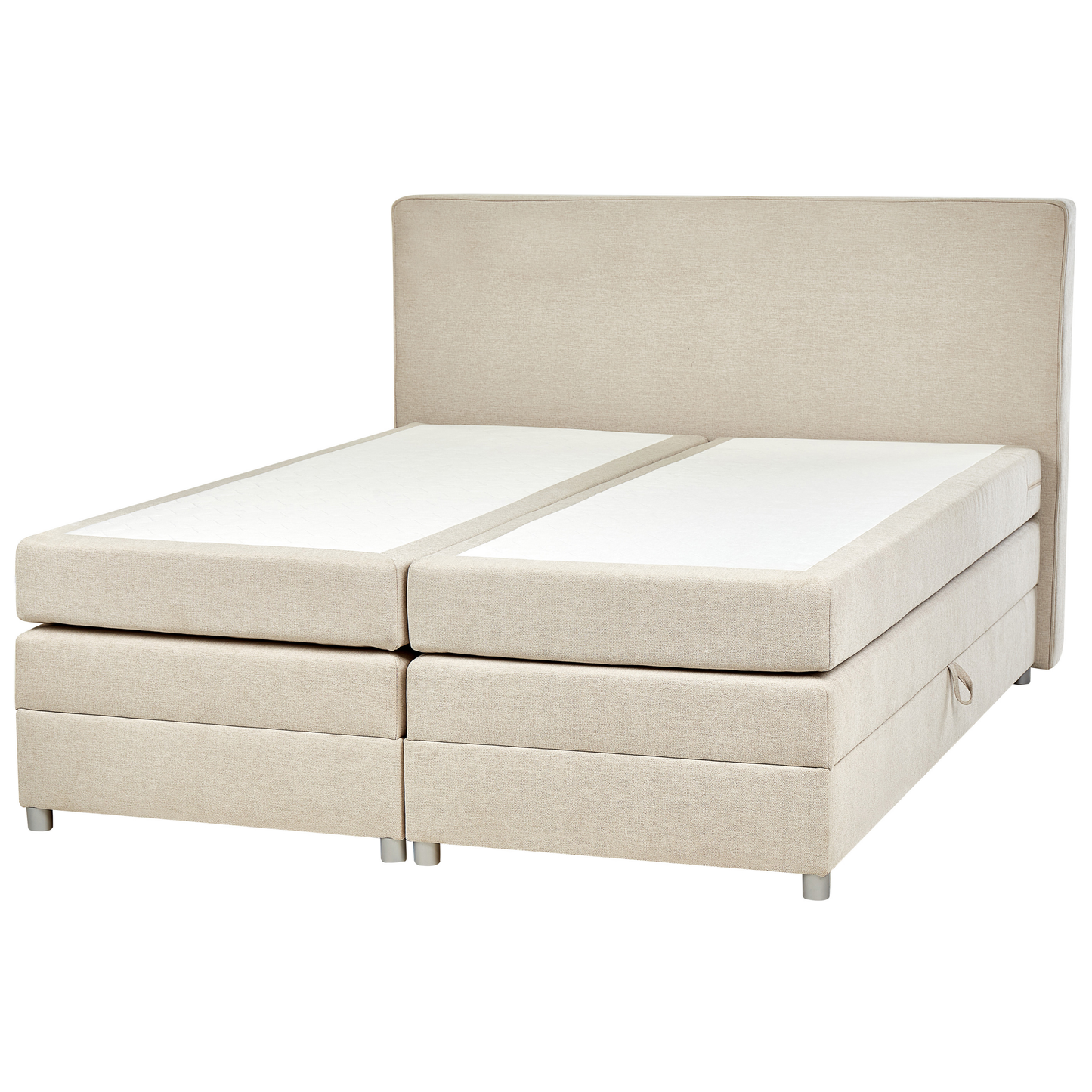 Boxspringbett mit Stauraum Stoff MINISTER 160 x 200 cm Hellbeige