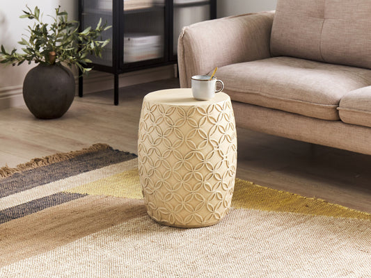 Garten Beisttelltisch Beton hellbeige rund ⌀ 33 cm ZOGNO