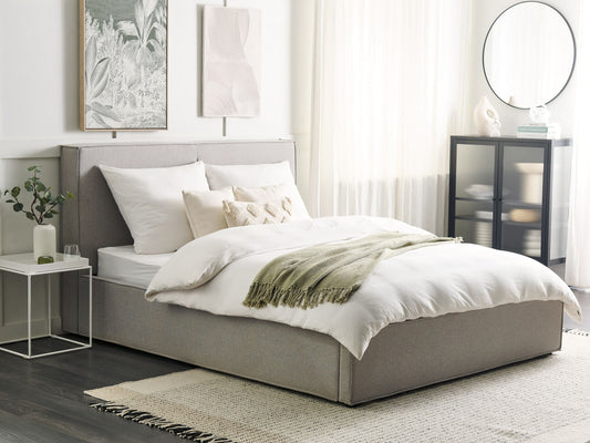 Bett mit Stauraum Stoff MOISSAC 160 x 200 cm Hellgrau