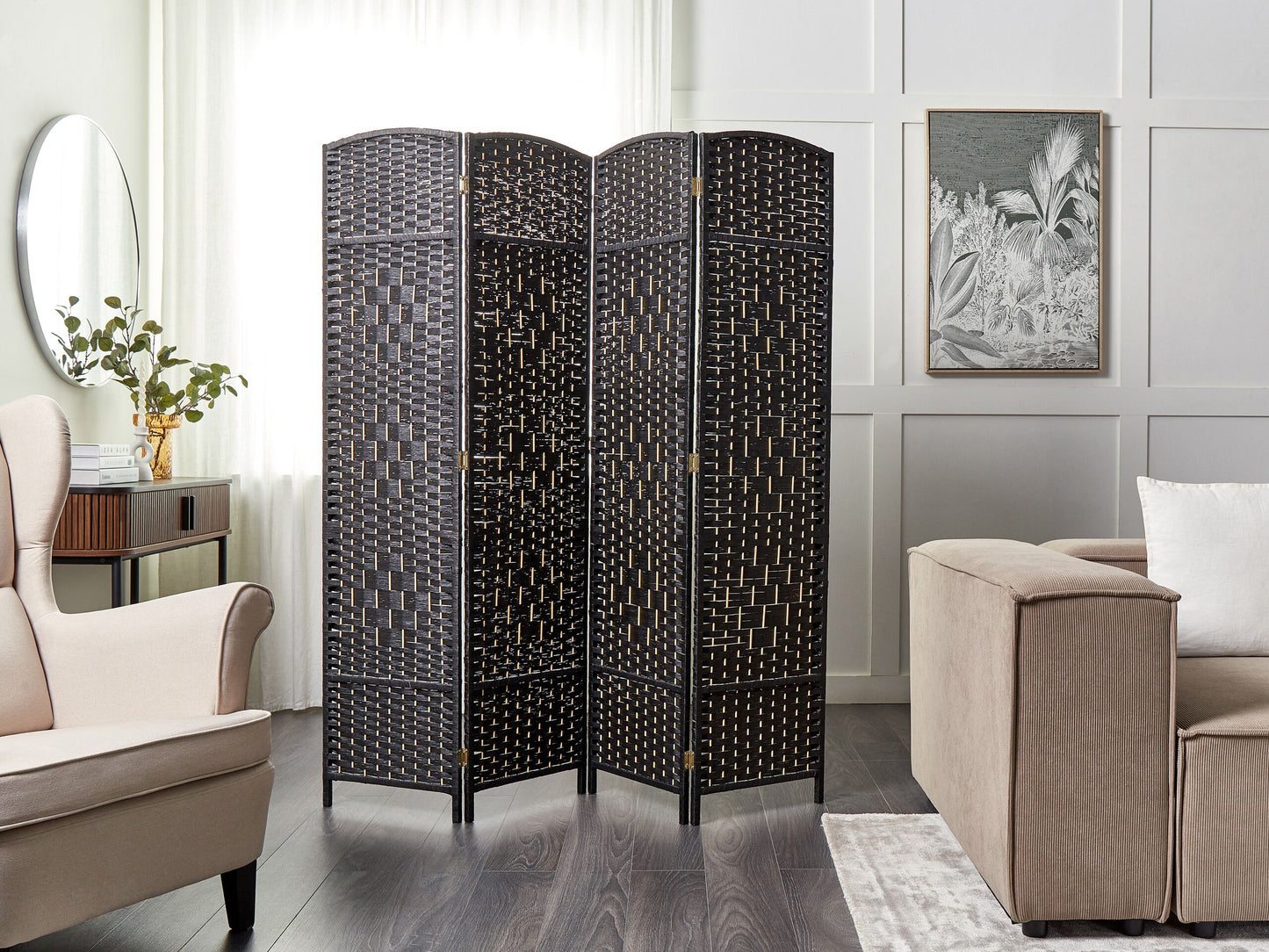 Raumteiler 4-teilig LAPPAGO Schwarz 163 cm 170 cm