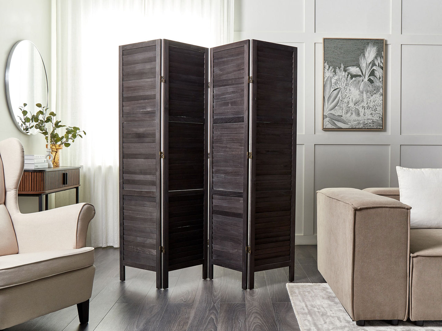 Raumteiler 4-teilig AVENES Dunkelbraun 163 cm 170 cm