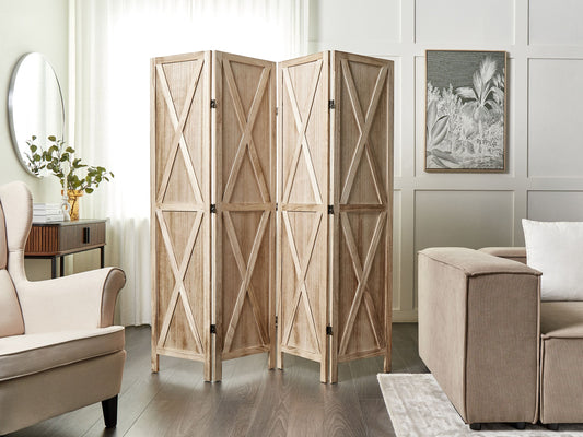 Raumteiler 4-teilig Paulowniaholz hellbraun 170 x 163 cm RIDANNA