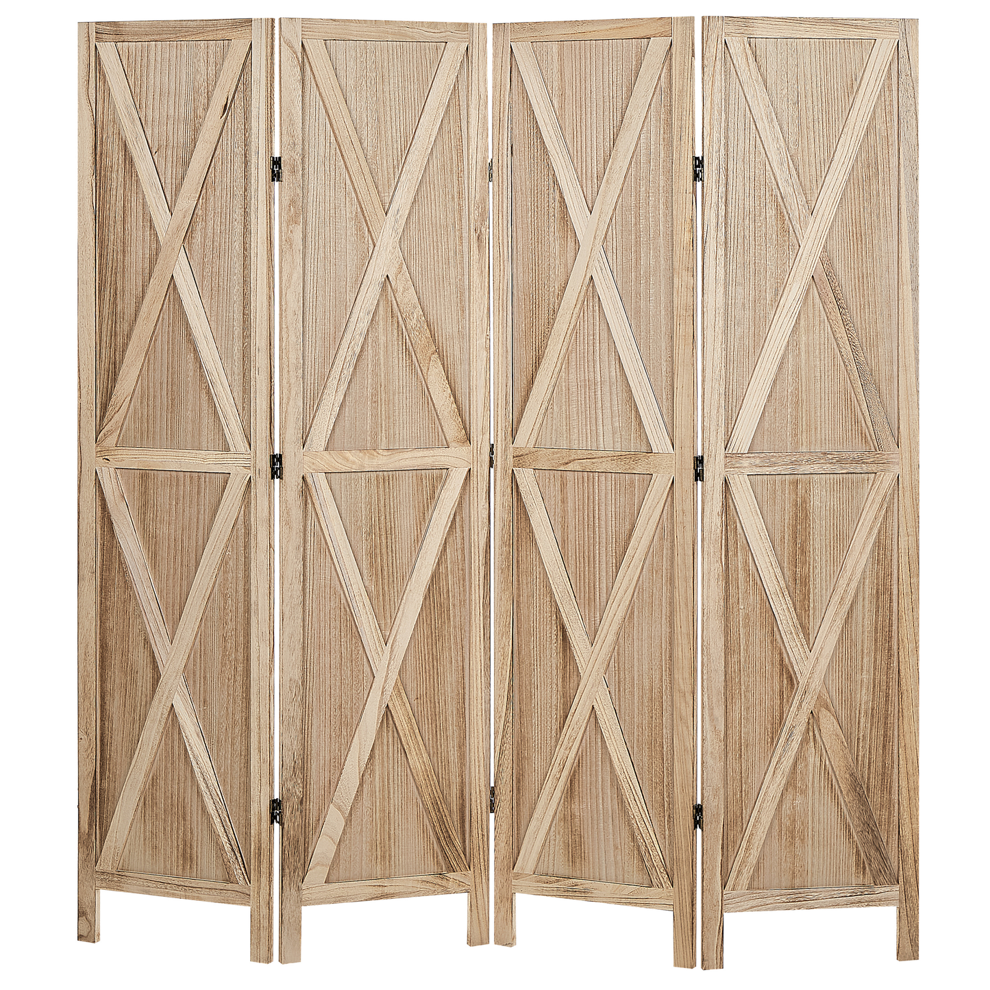 Raumteiler 4-teilig Paulowniaholz hellbraun 170 x 163 cm RIDANNA