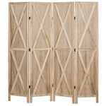 Raumteiler 4-teilig Paulowniaholz hellbraun 170 x 163 cm RIDANNA