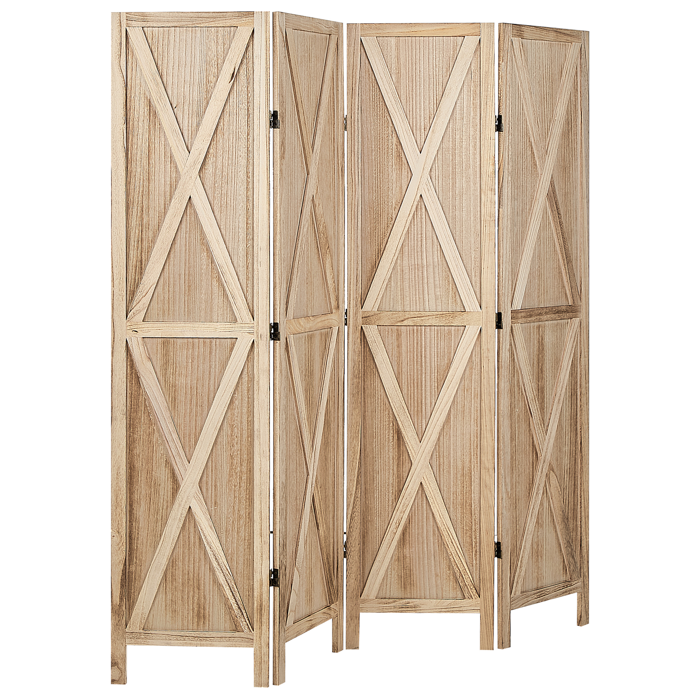 Raumteiler 4-teilig Paulowniaholz hellbraun 170 x 163 cm RIDANNA