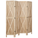 Raumteiler 4-teilig Paulowniaholz hellbraun 170 x 163 cm RIDANNA