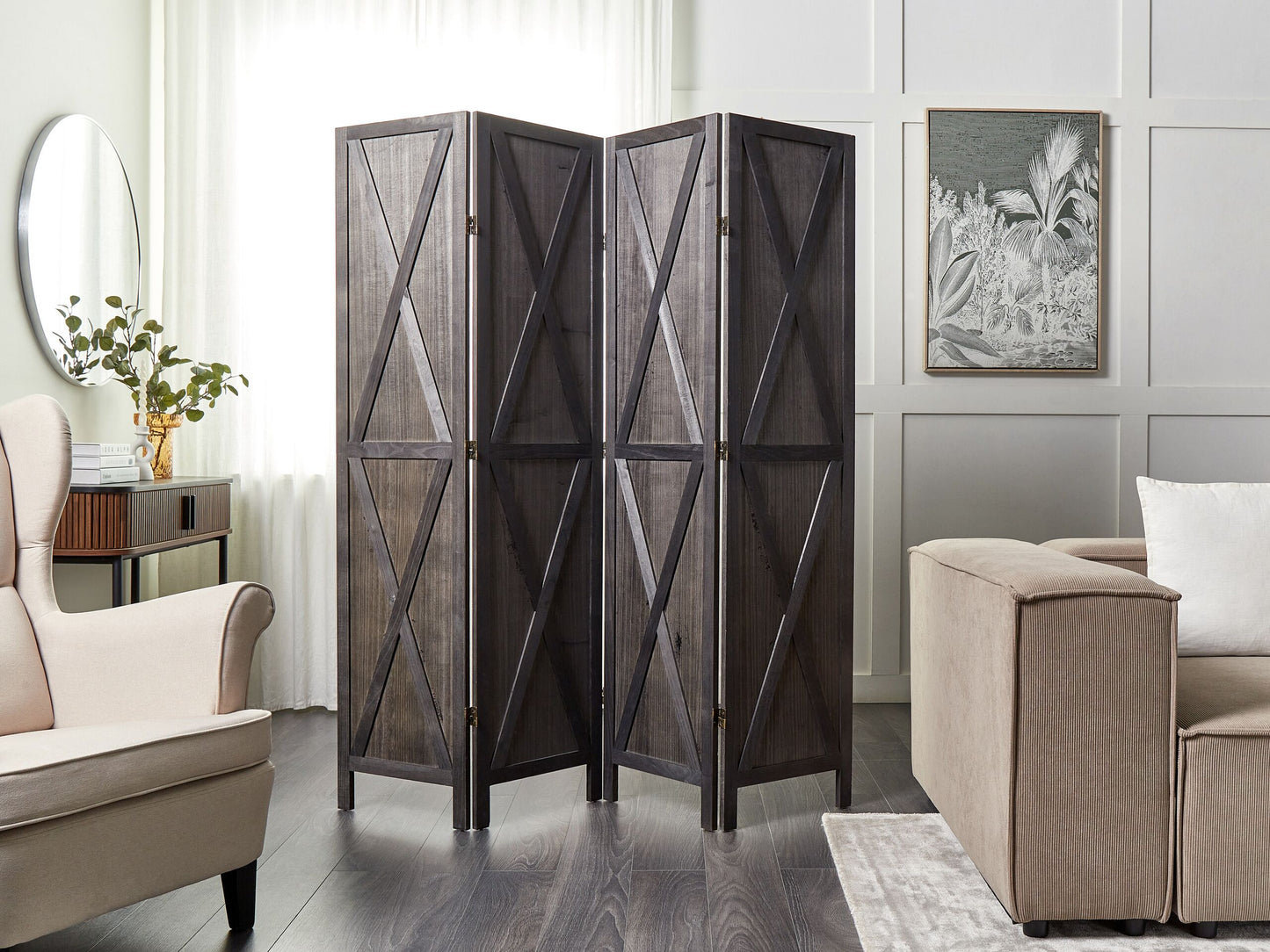 Raumteiler 4-teilig RIDANNA Dunkelbraun 163 cm 170 cm