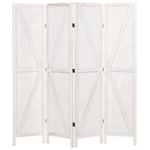 Raumteiler 4-teilig Paulowniaholz weiss 170 x 163 cm RIDANNA